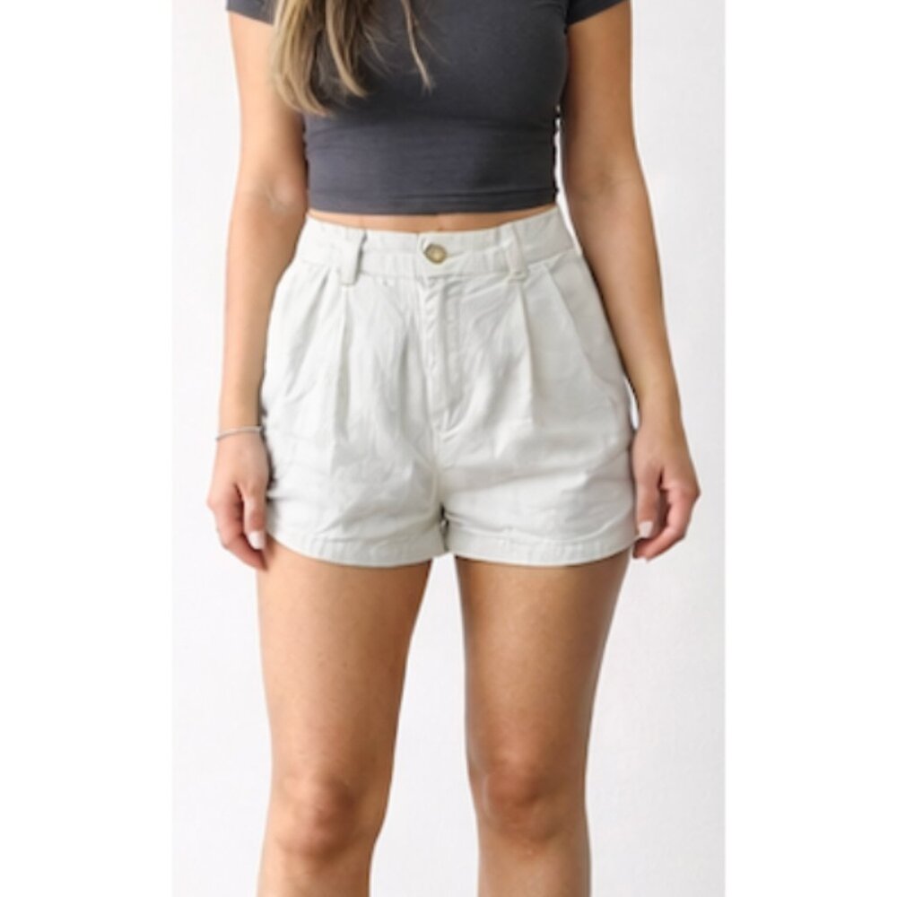 Glassons Cream Corduroy High-Waist Shorts